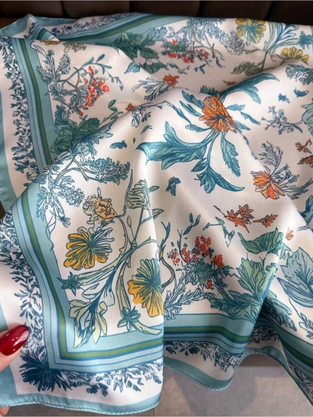 Luxe teal floral wild rag western neck scarf • new!